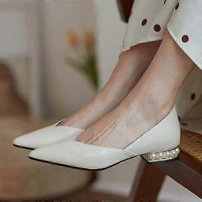 Herbst Damen Flats Perlenabsatz Slip-on Flats Spitzschuh Abendschuhe