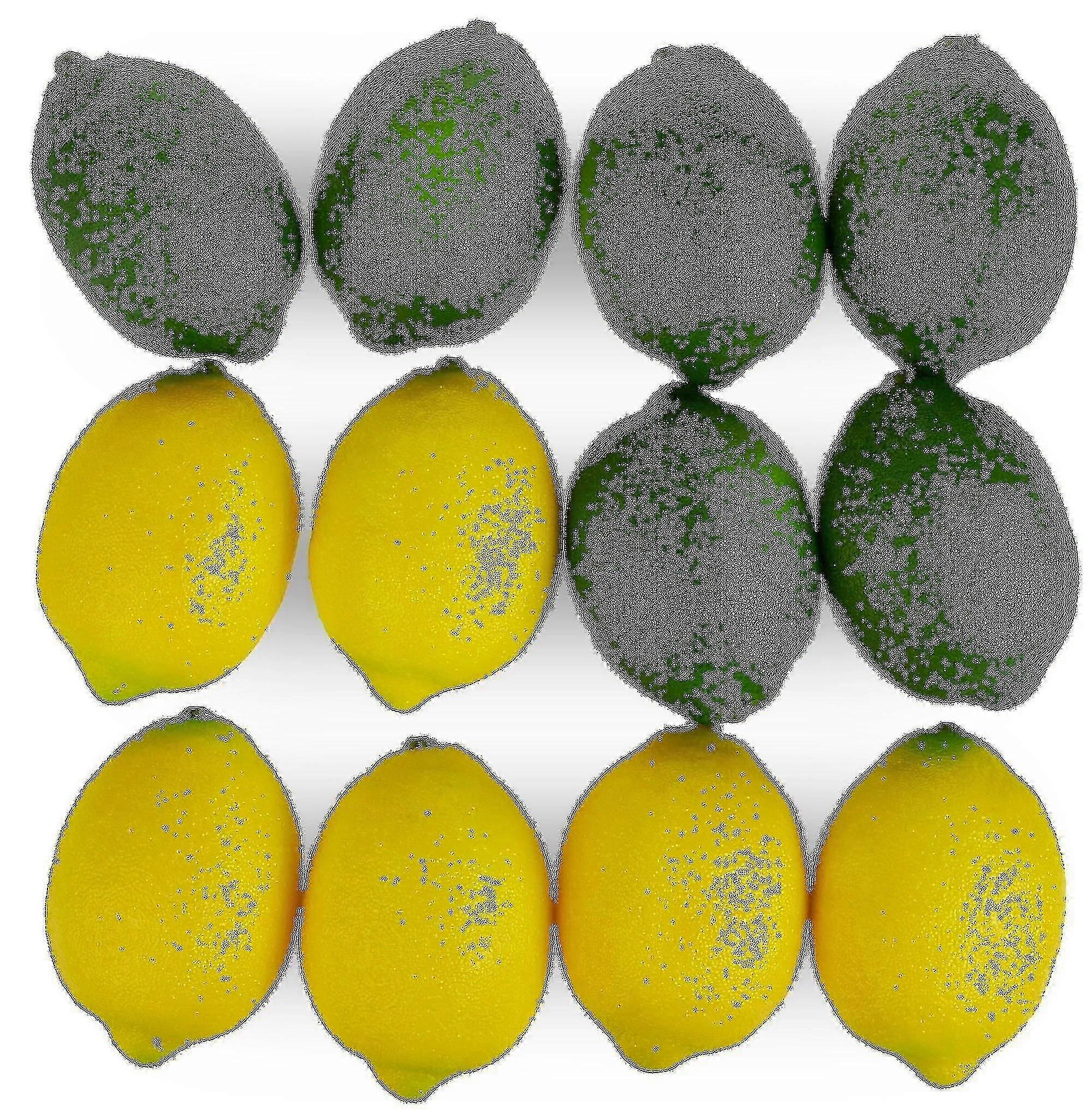 Large Artificial Lemons And Limes, Realistic Decorative Fake Prop Fruits - Set Of 12