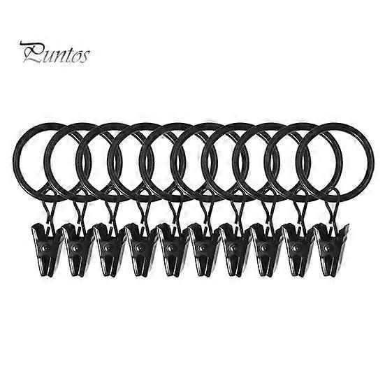 10 Pcs Curtain Rings with Clips Polished Iron No Tools Needed Snap-On Design Easy to Use Curtains Clamps with Hooks Curtain Accessories for Bathroom