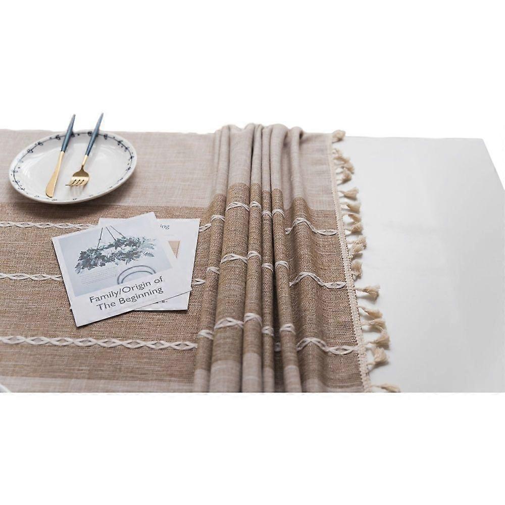 Cotton linen gray tassel embroidered tablecloth tablecloth rectangular table cloth tea table cover towel