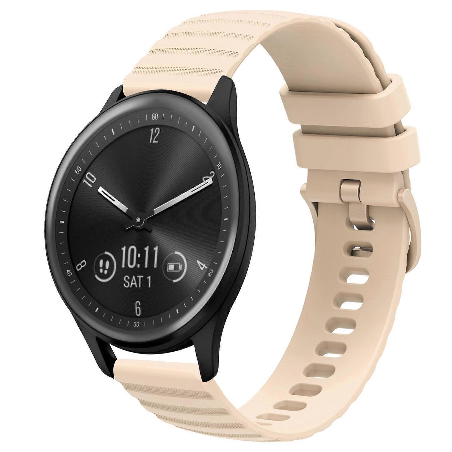 Para Garmin Vivomove Sport 20mm Wavevy Dot Pattern Solid Color Silicone Watch Band