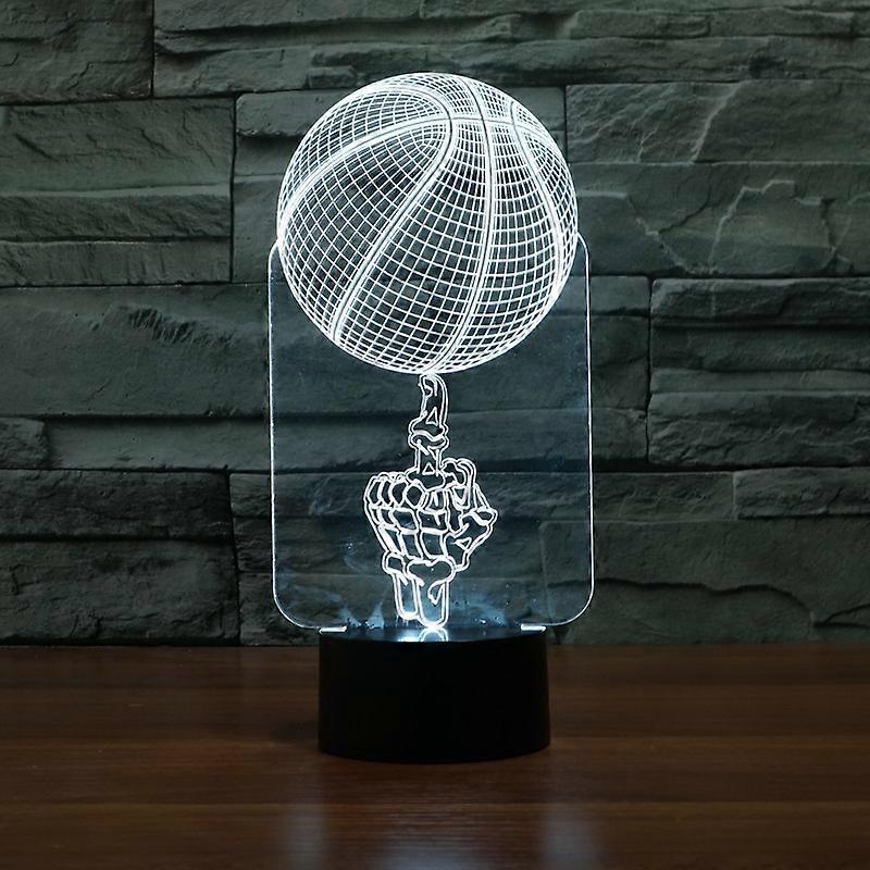 Basketball Black Base Creative 3D LED Decorative Night Light, 16 Color Remote Control Version