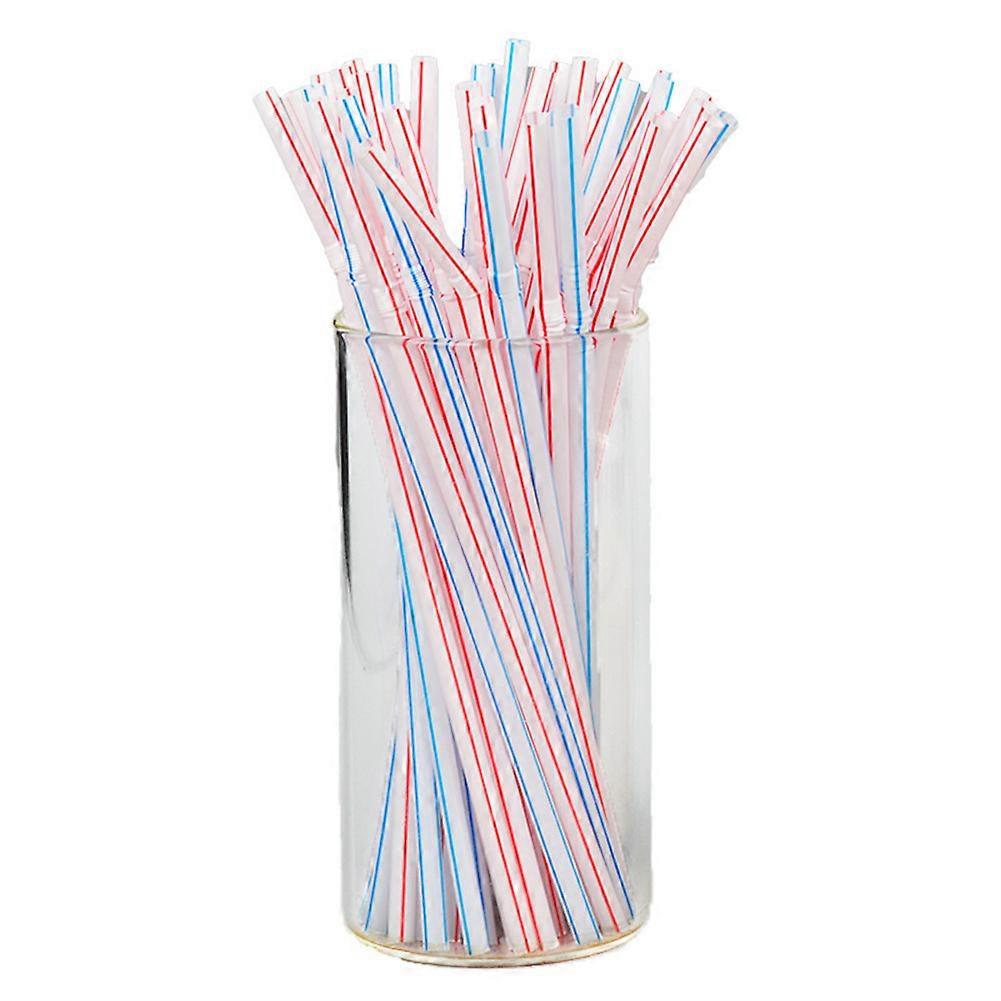 300 Pieces Plastic Drinking Straws 8 Inches Long Multi-Colored Striped Bedable