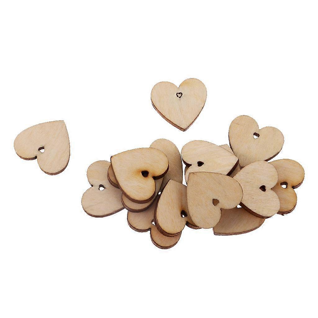 Wooden Heart Slices Blank Name Tags Wood Labels Pieces for Wedding DIY Projects