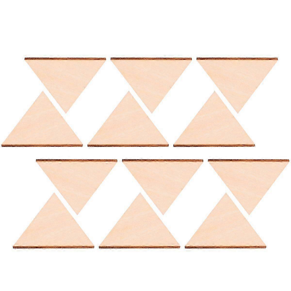 60pcs DIY Triangle Slices Pendant Wooden Pieces Unfinished Cutouts Ornament