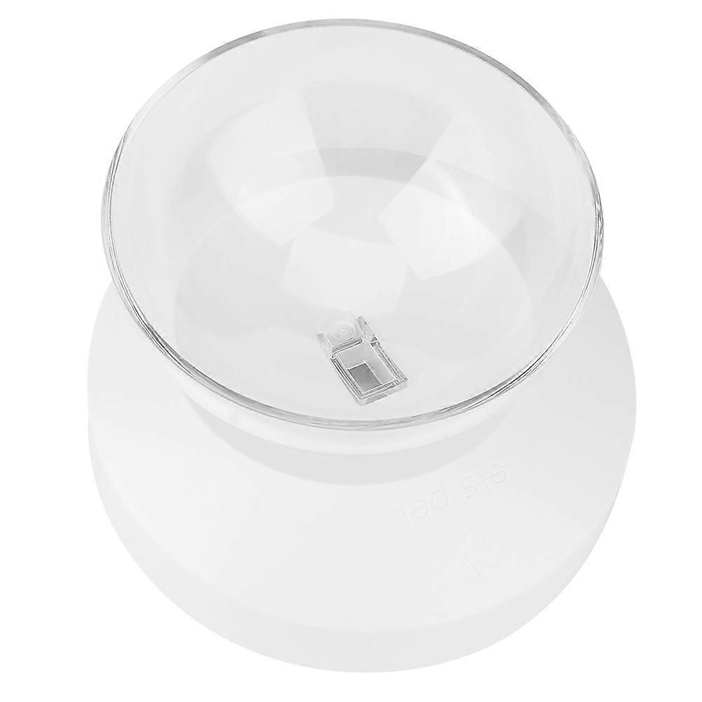White Adjustable Cat Feeding Bowl with 20° Bevel Connection, Transparent Base, Comfortable Pet Food Dish