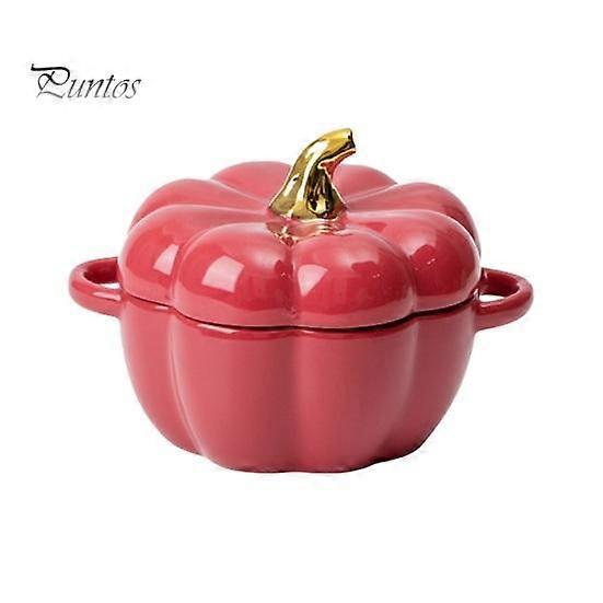 Pumpkin Bowl with Double Handles Stackable Ceramic Pumpkin Soup Bowls Glossy Enamel Pumpkin Snack Container for Baking Serving Halloween Gift