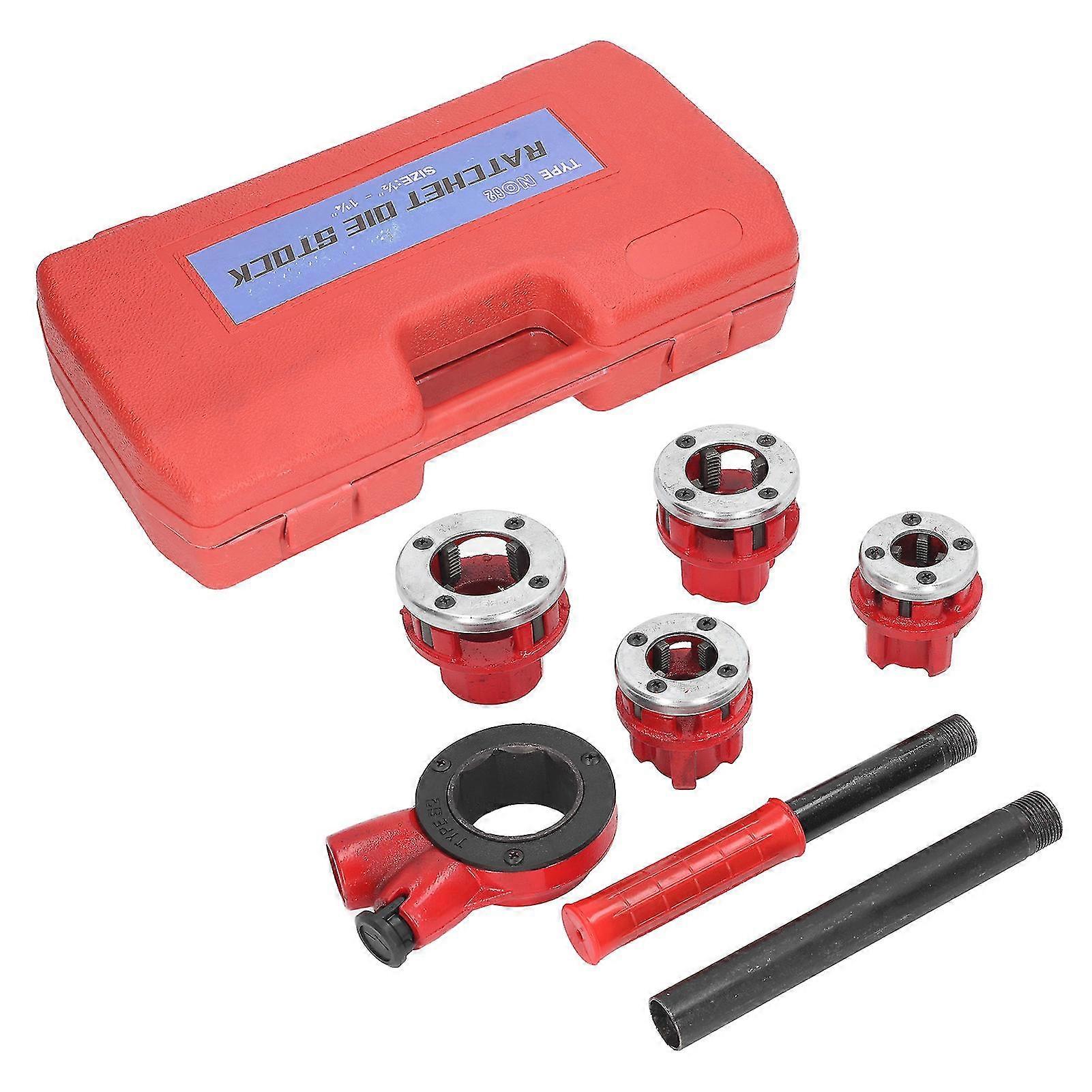 Pipe Threader Kit 62B 4 Dies Ratcheting Pipe Threading Tool Set for Steel Iron Plastic Tubes