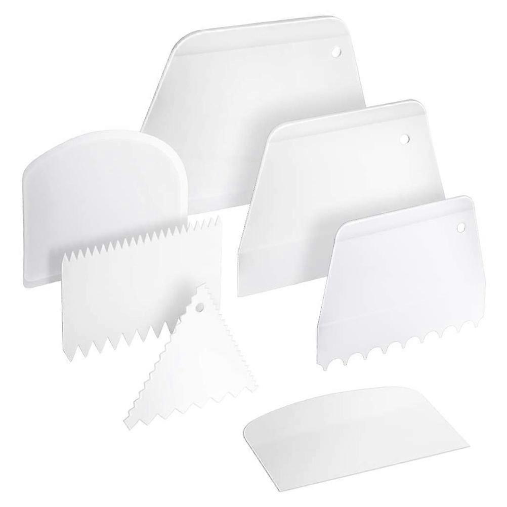 7Pcs Plastic Cake Edge Scrappers Cutters Smoother Tool Set Dough Scraper Scraper for Baking Cake