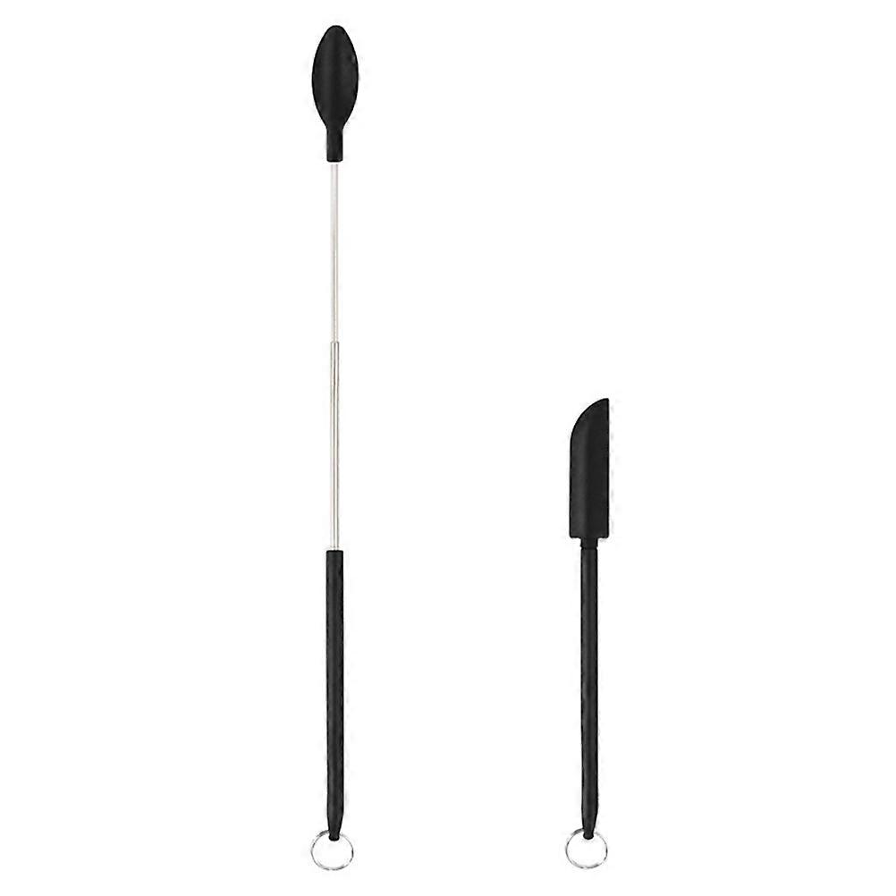 2Pcs Mini Silicone Spatula Set Reusable Retractable Small Thin Jar Scraper for Makeup Beauty Kitchen