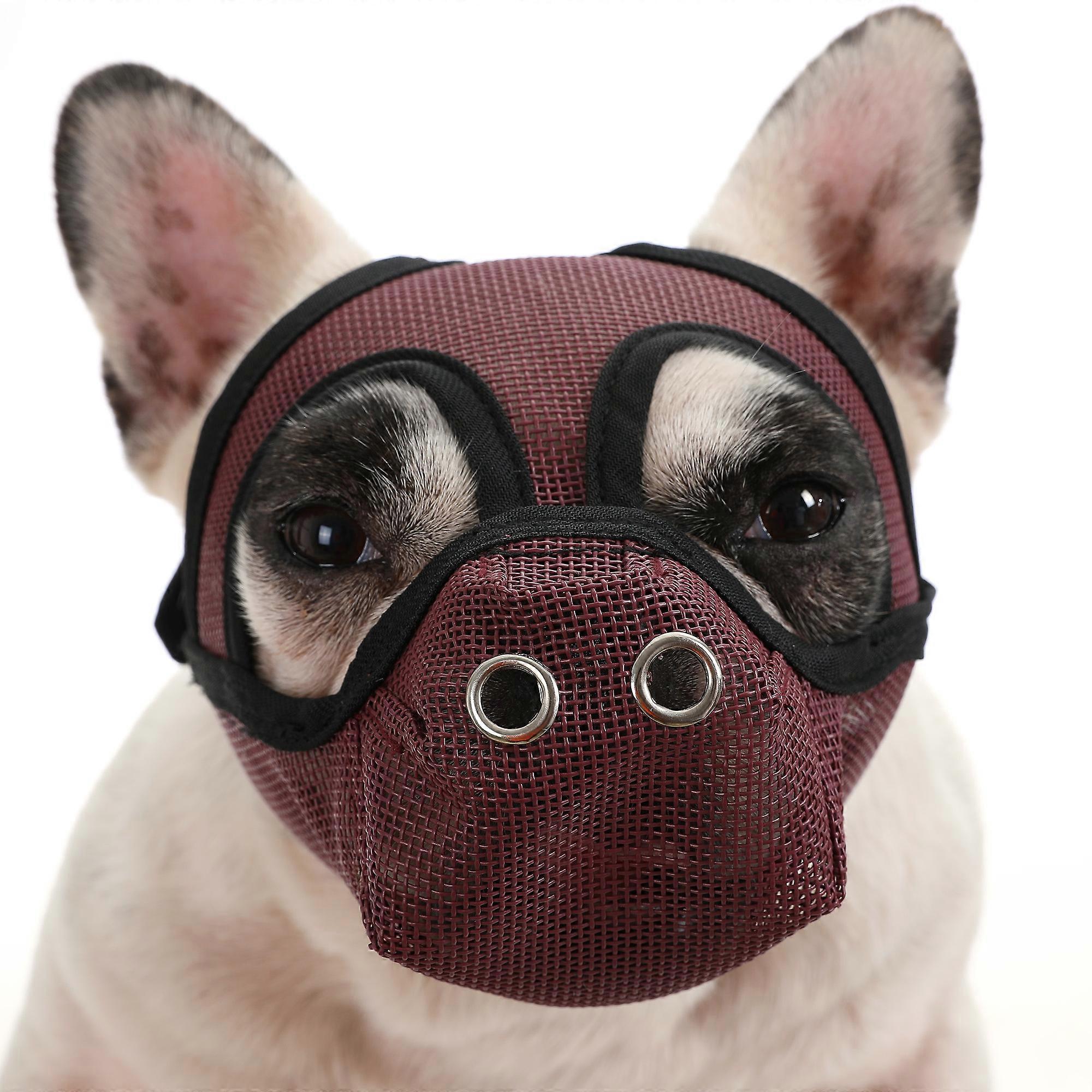 Dog Muzzle Breathable Mesh for Short Snout Dogs Prevent Biting Barking