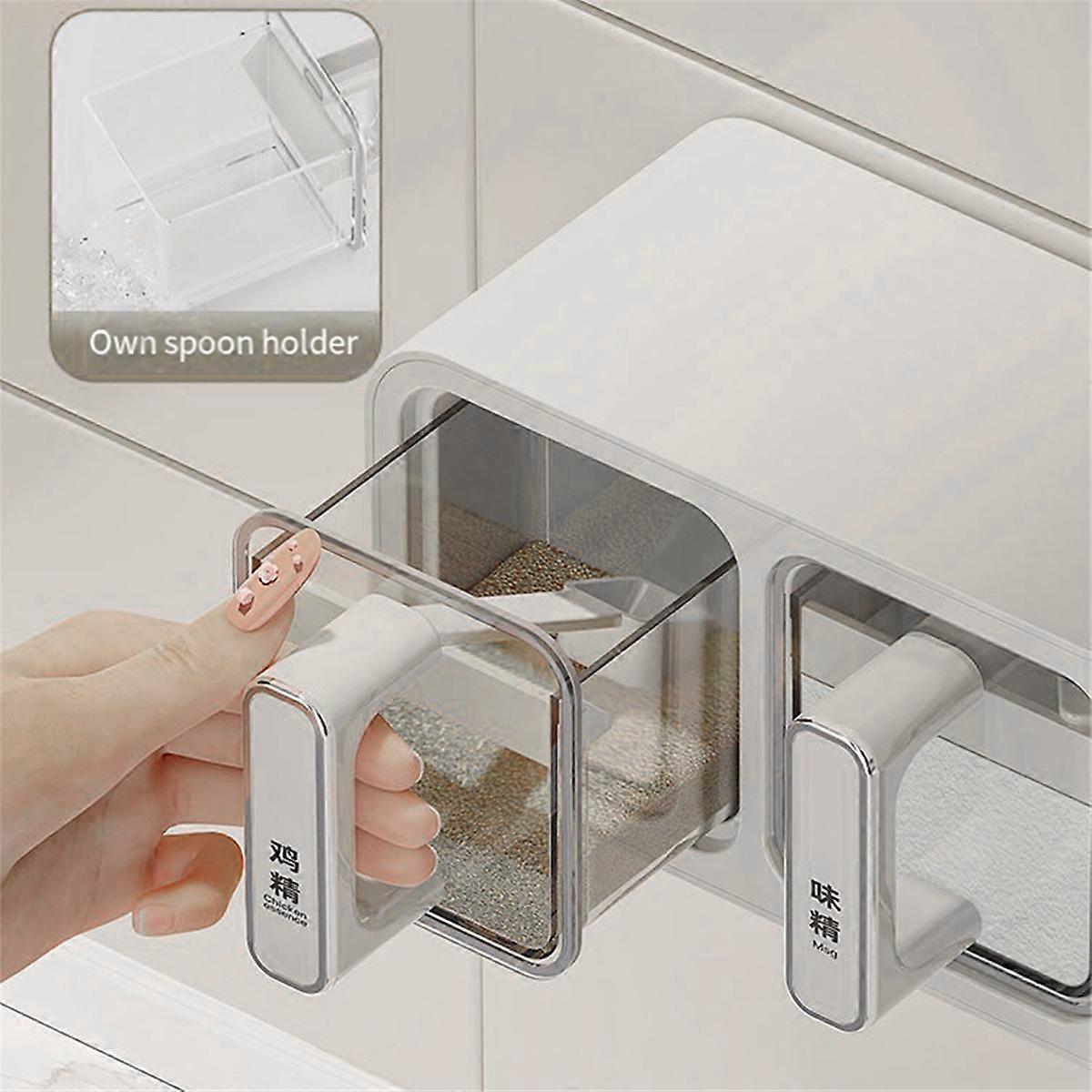 Wall-Mounted Kitchen Salt MSG Seasoning Condiment Storage Box A
