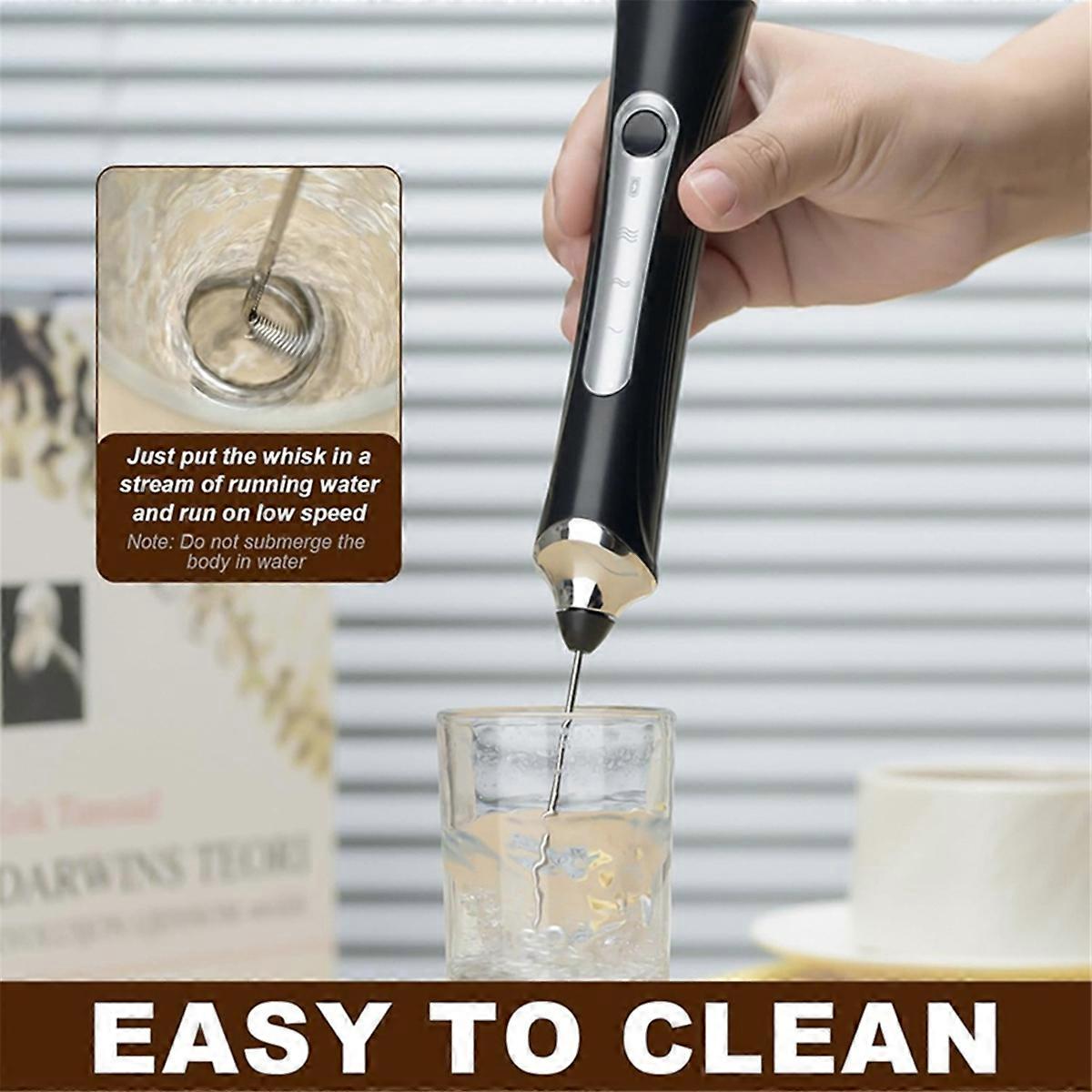 Handheld Electric Milk Frother with 2 Heads,Coffee Whisk Foam Mixer A