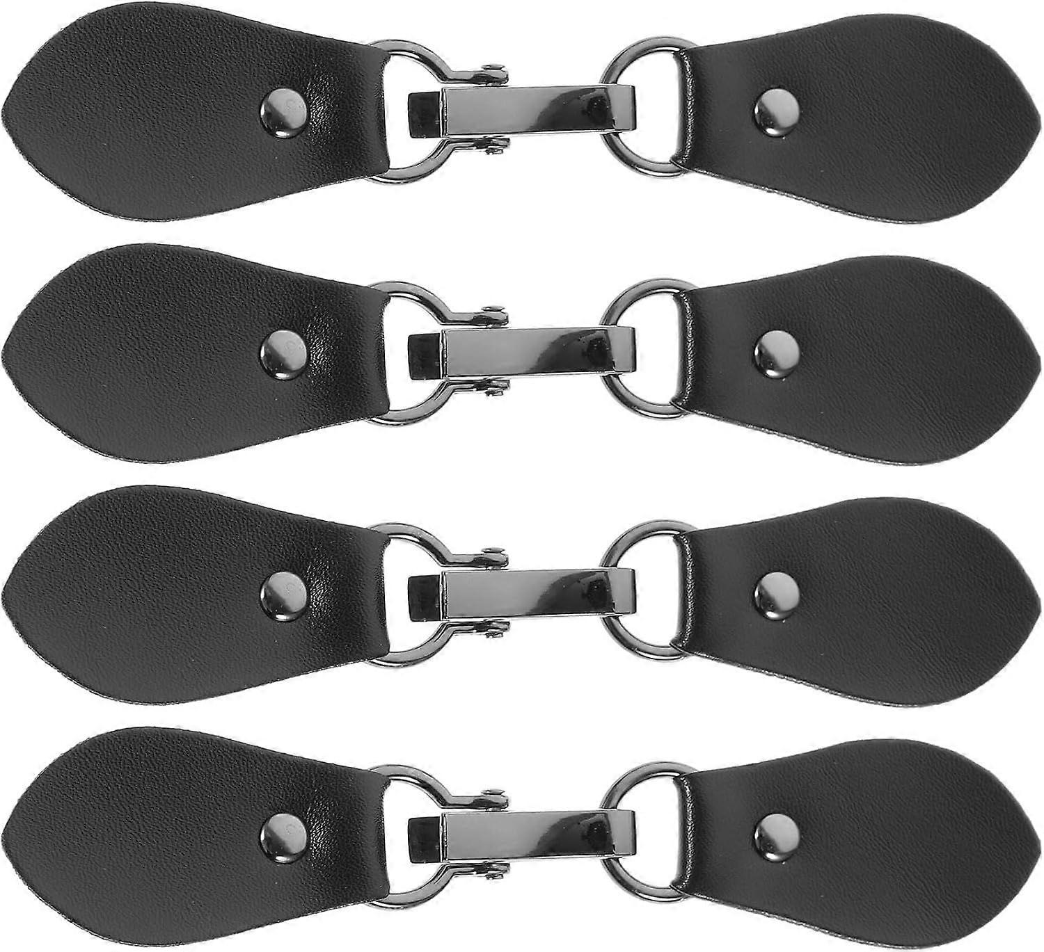 4pcs Leather Tab Closure Clip Holder Buckle Clasp Pin for Poncho Cape Cardigan Wrap Shawl Accessories Black