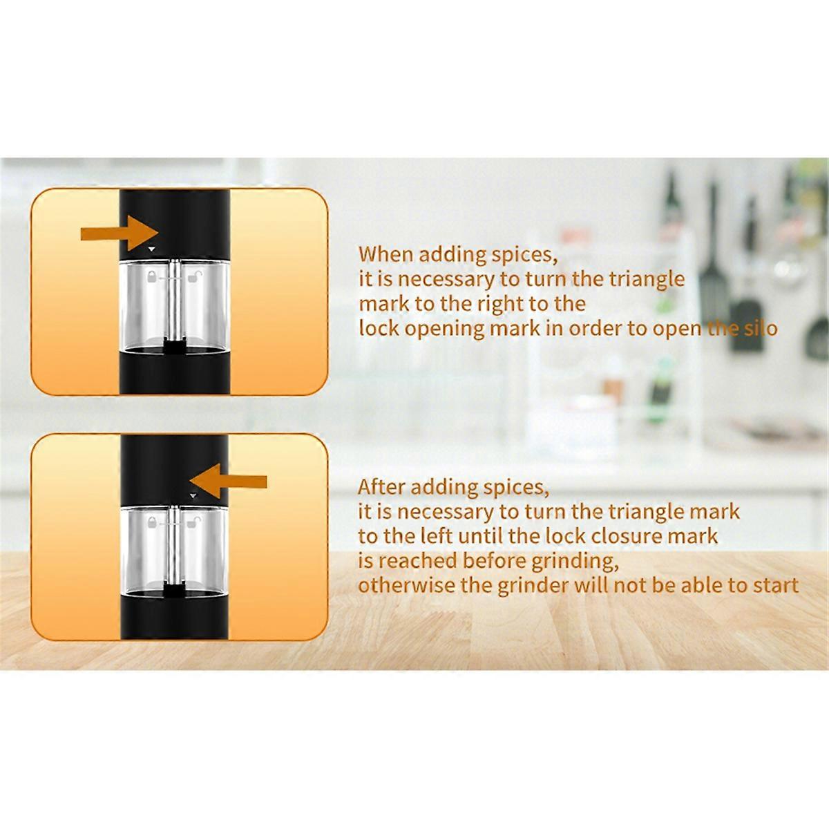 Electric Salt Pepper Grinder Adjustable Coarseness Battery Powered