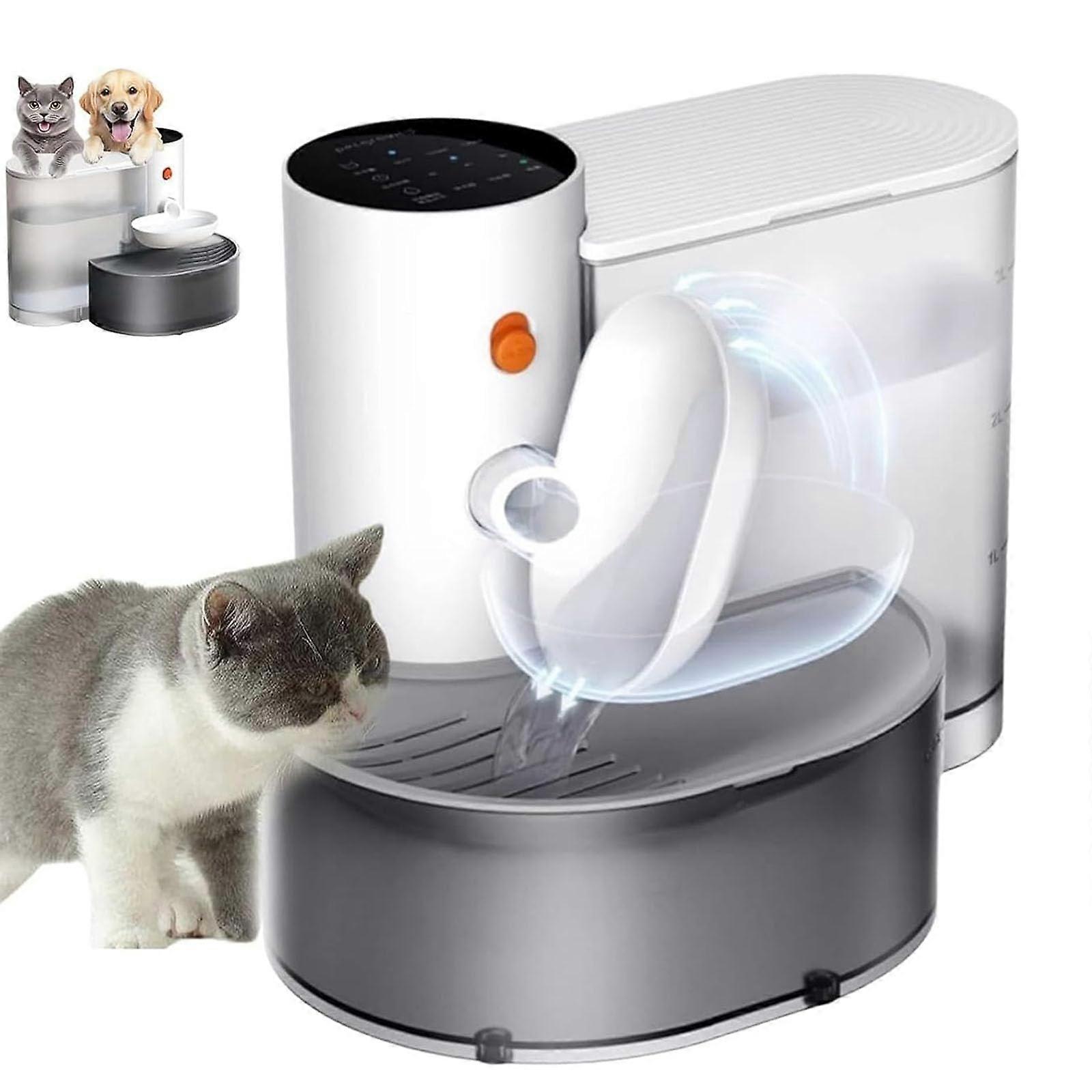 Smart Pet Water Fountain, Ultra Silent Cat Water Fountain, 3L Large Capacity Wireless Auto Feeder for Multiple Pets