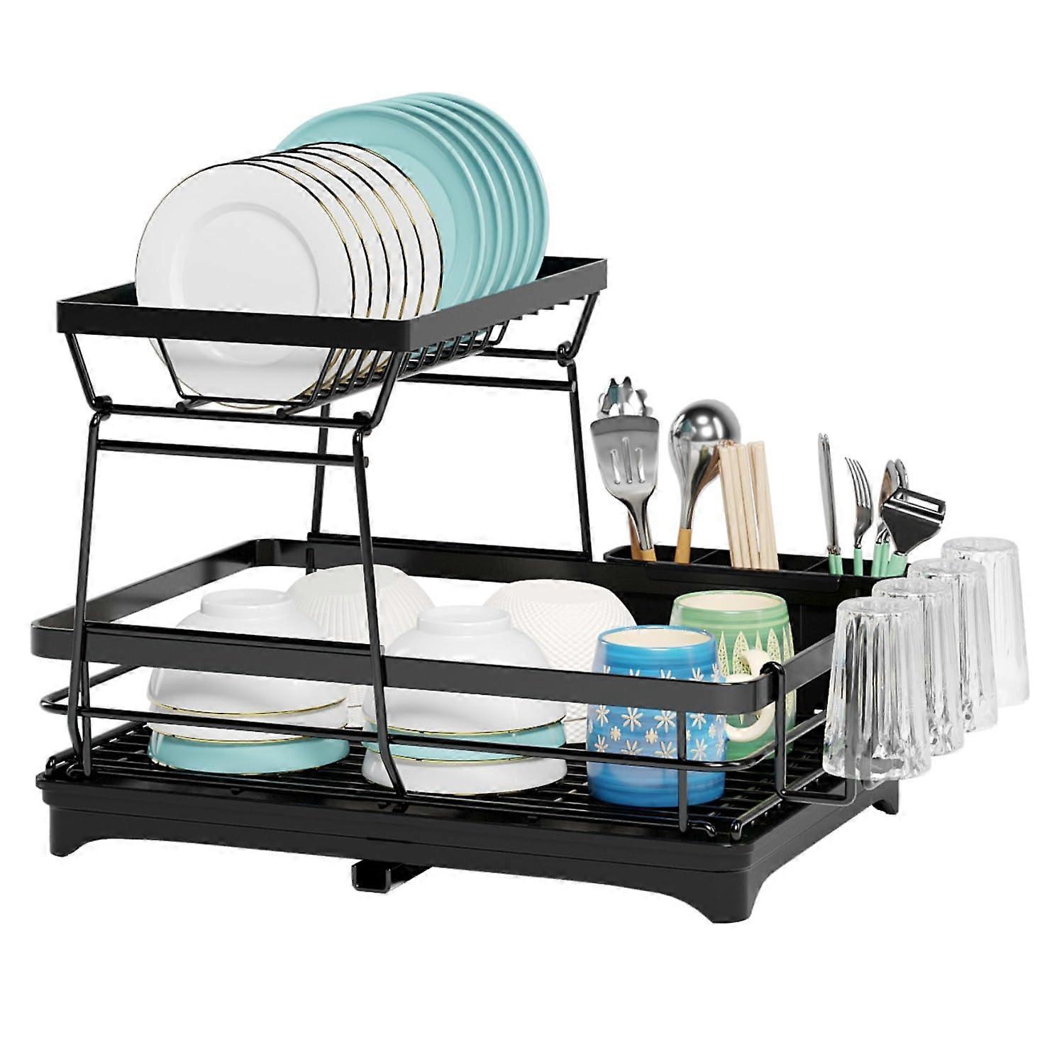 Large 2-Tier Dish Drying Rack for Kitchen Counter Over The Sink