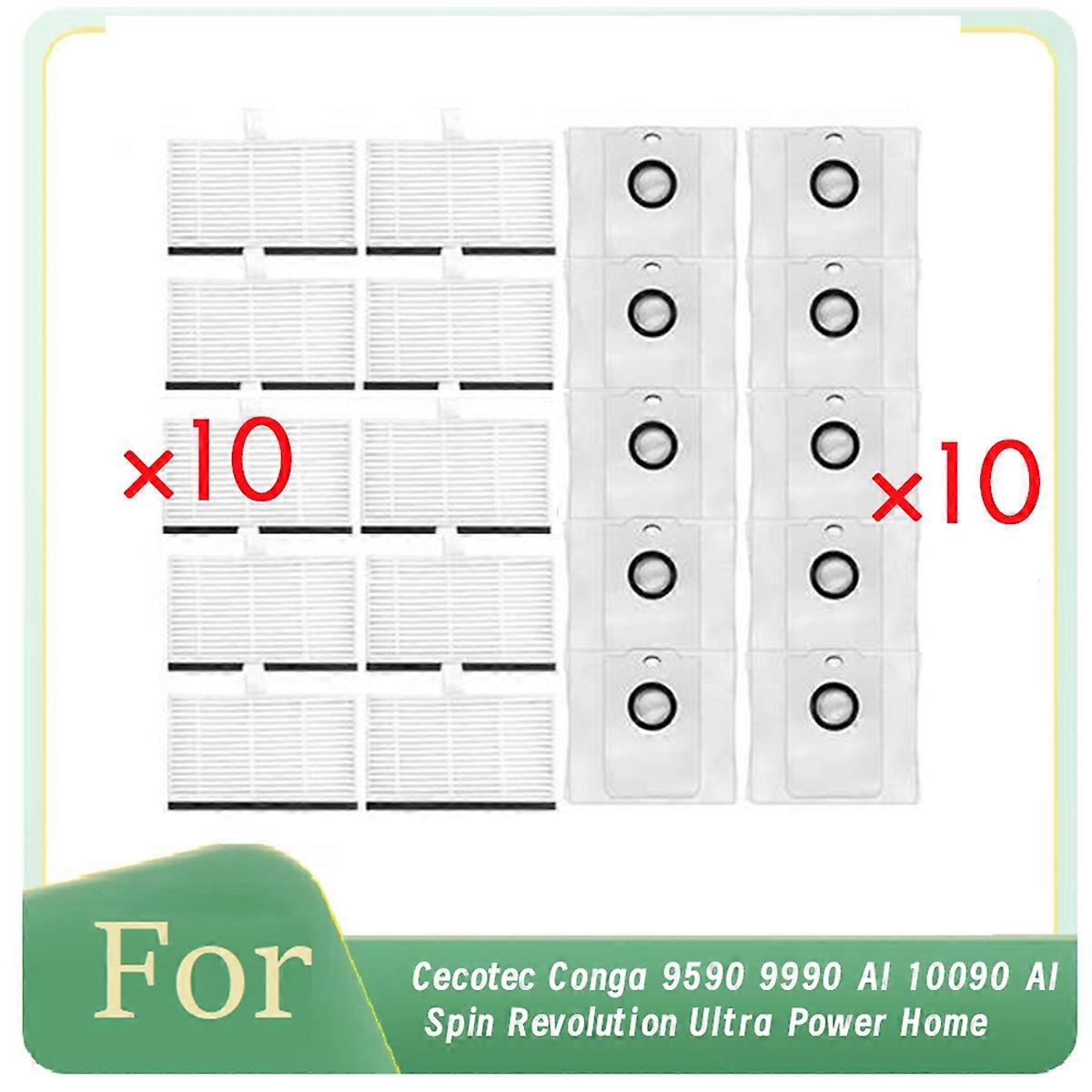 20 Pcs for Cecotec Conga 9590 9990 AI 10090 AI Spin Revolution Ultra Power Home Robot Vacuum Ultra D