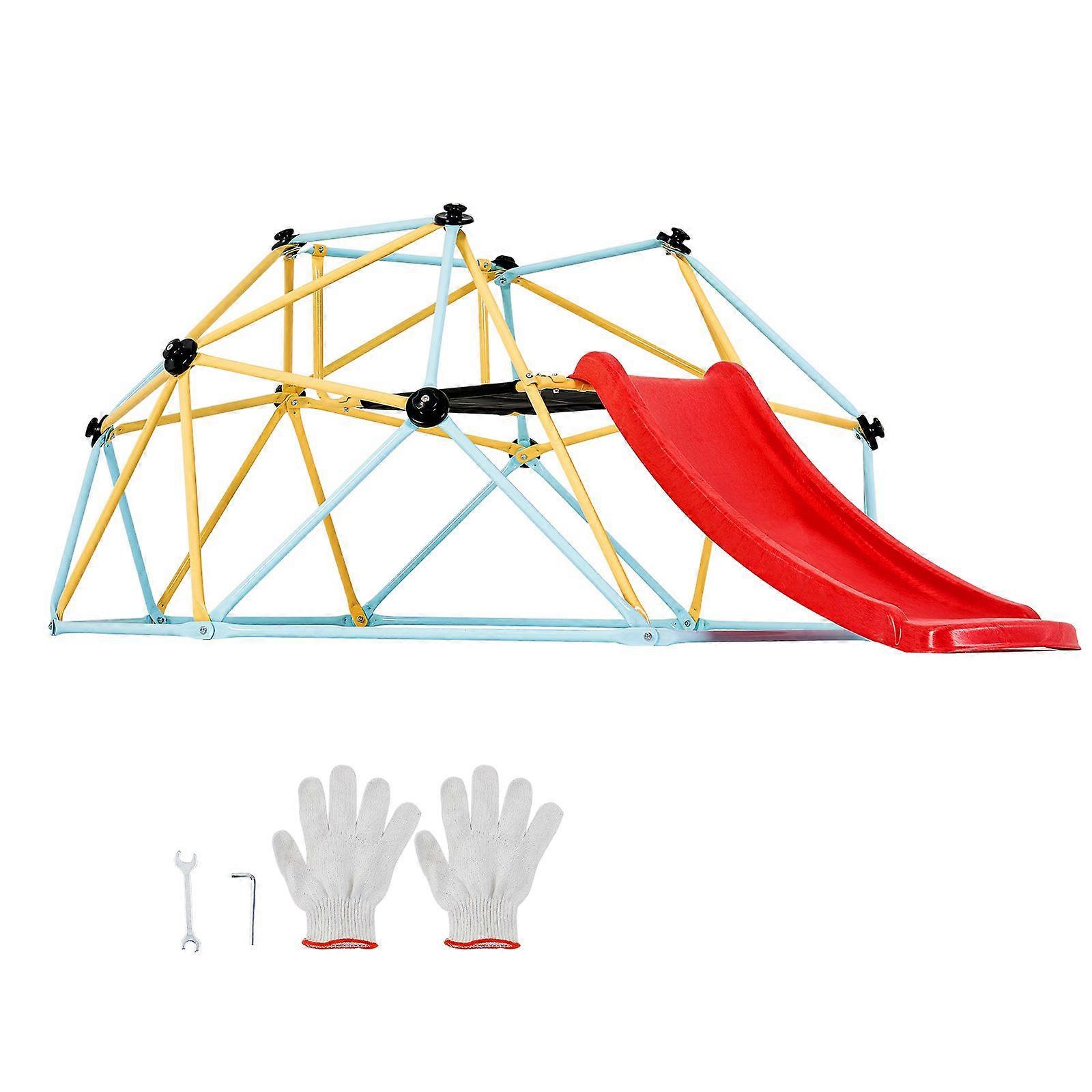 Climbing Dome, 8FT Geometric Dome Climber with Slide, for Kids 3 to 9 Years Old, Supports 600LBS and Easy Assembly, with Climbing Grip