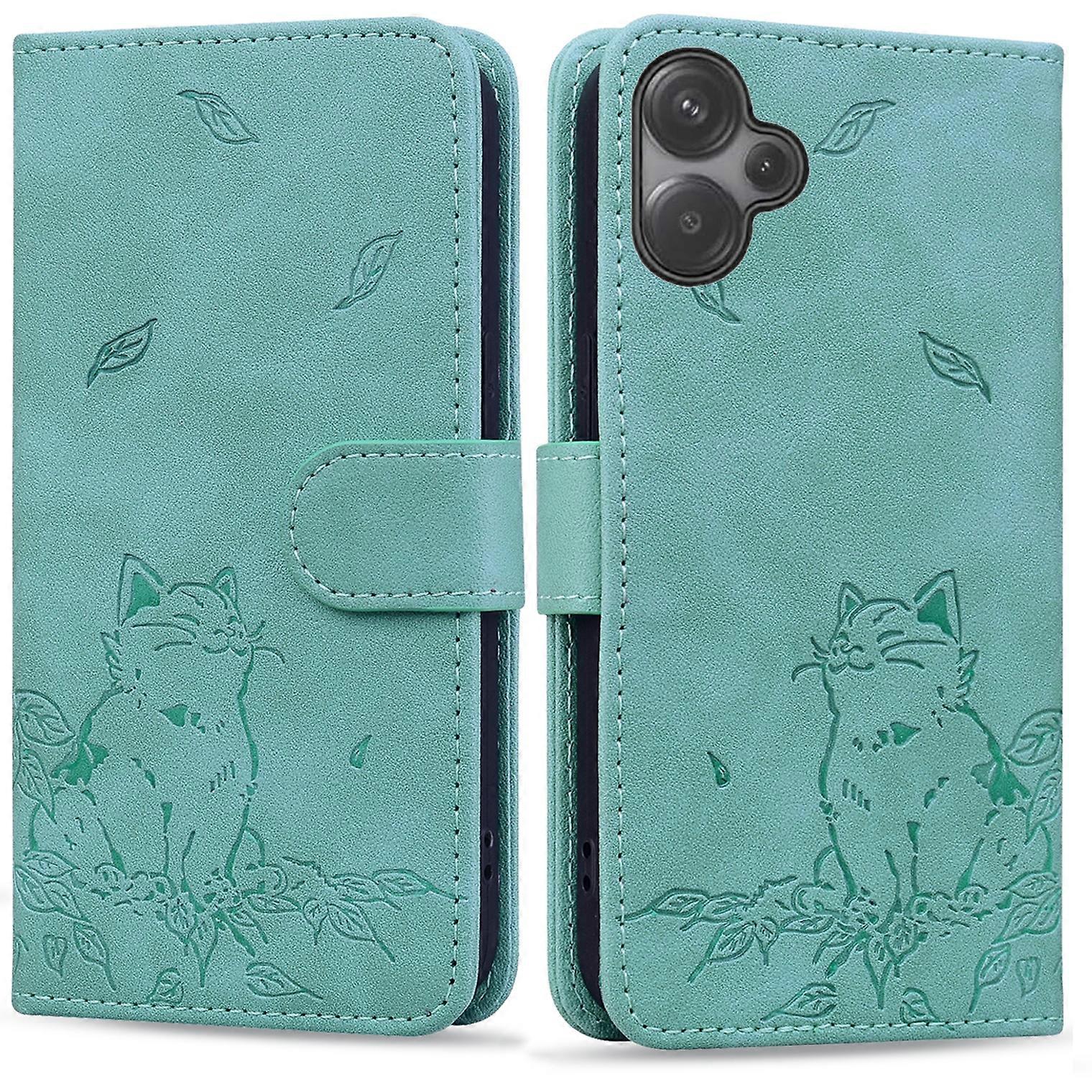 Schattig kat-reliëf lederen telefoonhoesje