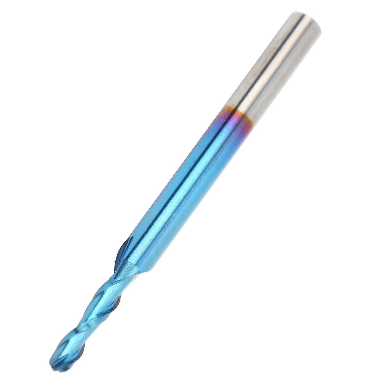 Universal 2‑Flute Milling Cutter Router Bit Blue Coated Spiral Ball End Mill Bit 3.175 x 2 x 22mm