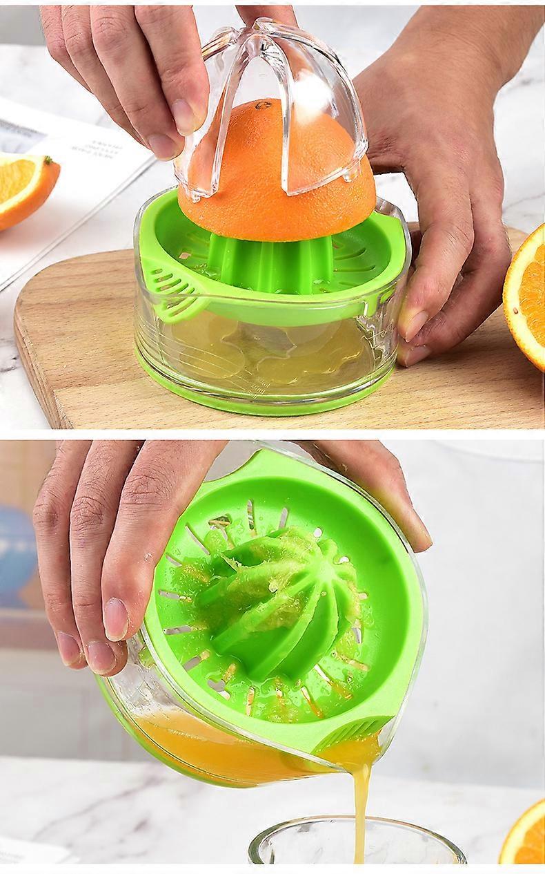 Lemon Orange Juicer Manual Hand Squeezer with Built-in Measuring Cup and Grater Green