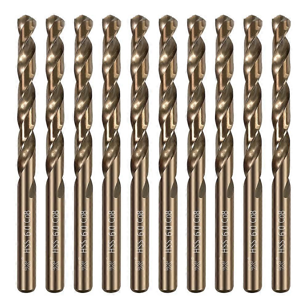 10PCS Size 6.0mm,M42 8% Cobalt,Steel bits,Drill bit Set for Stainless Steel,Metric Drill Set,Steel Drill bits for Hard Metal