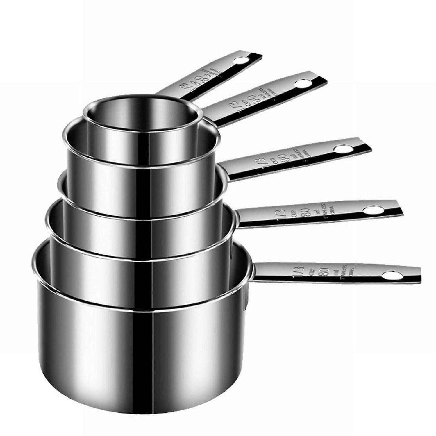 5 Pcs Stainless Steel Measuring Cups And Measuring Spoons Stackable