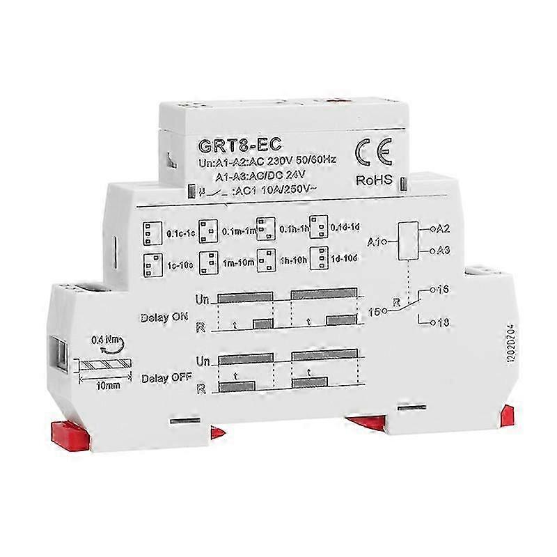 GRT8-EC 10A Dual Function Timer Relay on Delay or Off Delay Relay AC230V Time Relay Edition 0718