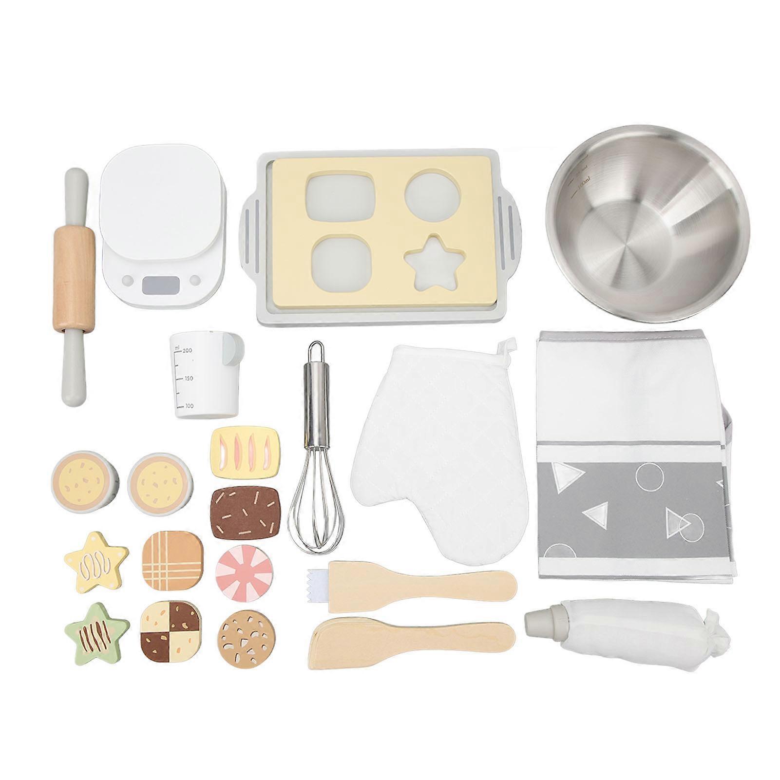 Kitchen Role Play Set Cake Baking Simulation Interactive Educational Wooden Cooking Toy Set