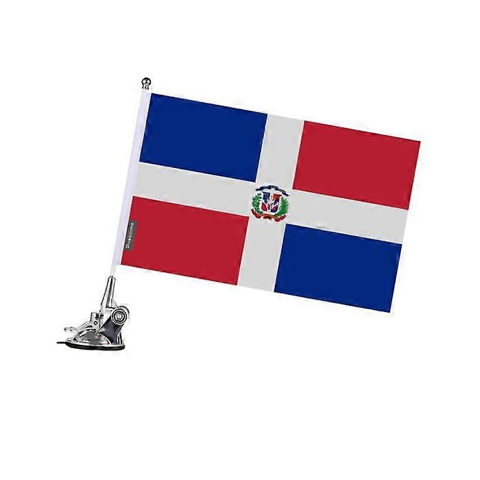Suction Cup Flag Pole – Flag of the Dominican Republic – 27 x 35 cm – Polyester – Stainless Steel