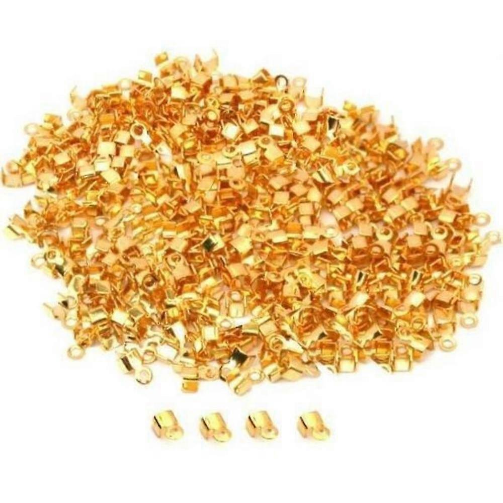 400 Gold Plated Necklace Cord Chain Ends Jewelry Findings for DIY Jewelry Making, 2mm Size, Durable Material