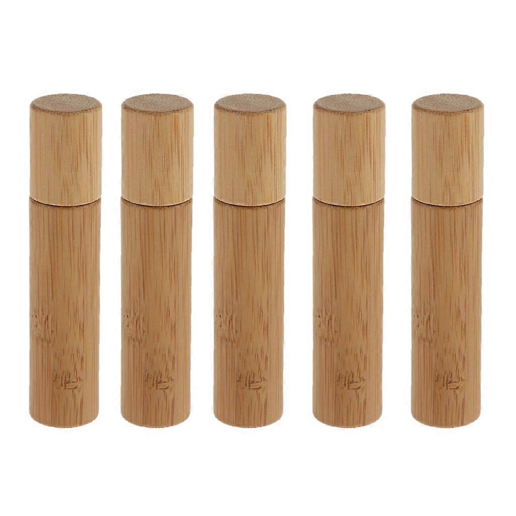5 x 10ml Natural Bamboo Refillable Empty Sample Essential Oil Roll on Bottle