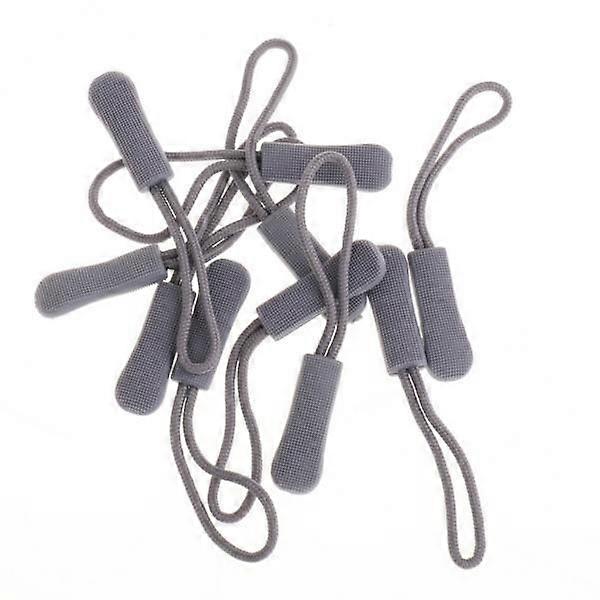 3-7pack 10pcs Zipper Pull Cord Zip Puller Fastener Slider Replacement Gray