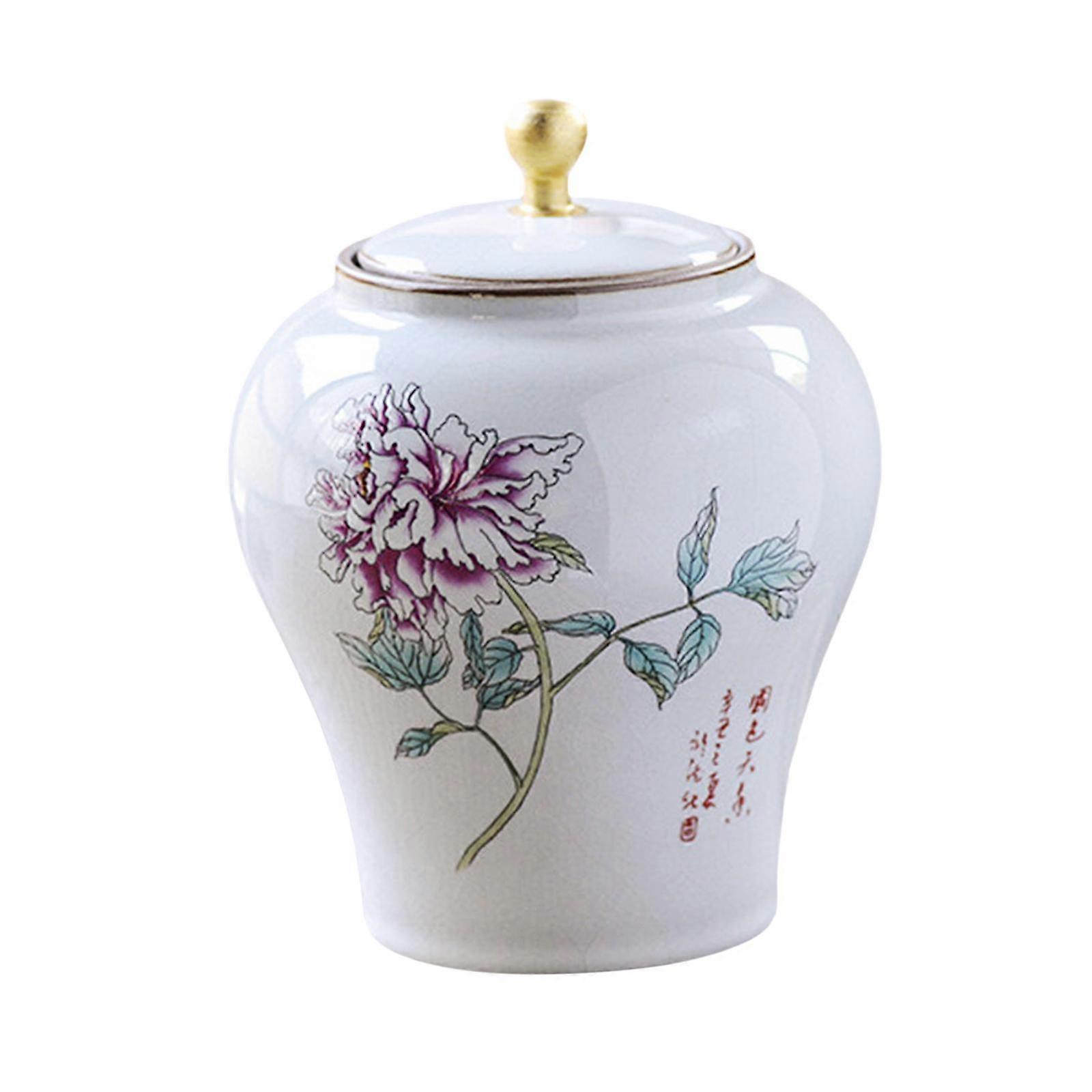 Ginger Jar Vase, Ceramic Flower Vase, Chinese Porcelain Jar with Lid for Desktop