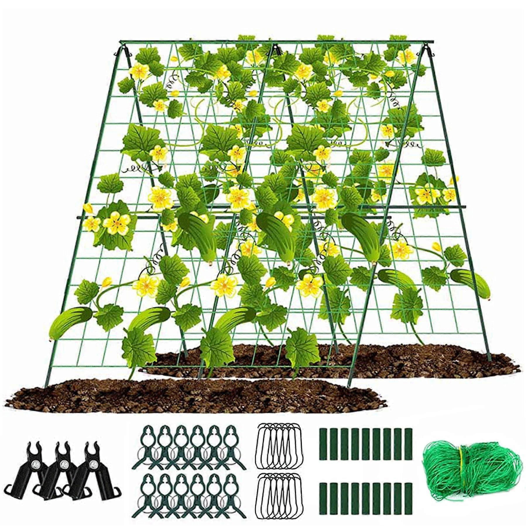 48 x 48 inch cucumber spinner for raised bed, foldable Aframe plant support trellis for climbing plants, tomatoes, pumpkin, vegetables and garden use