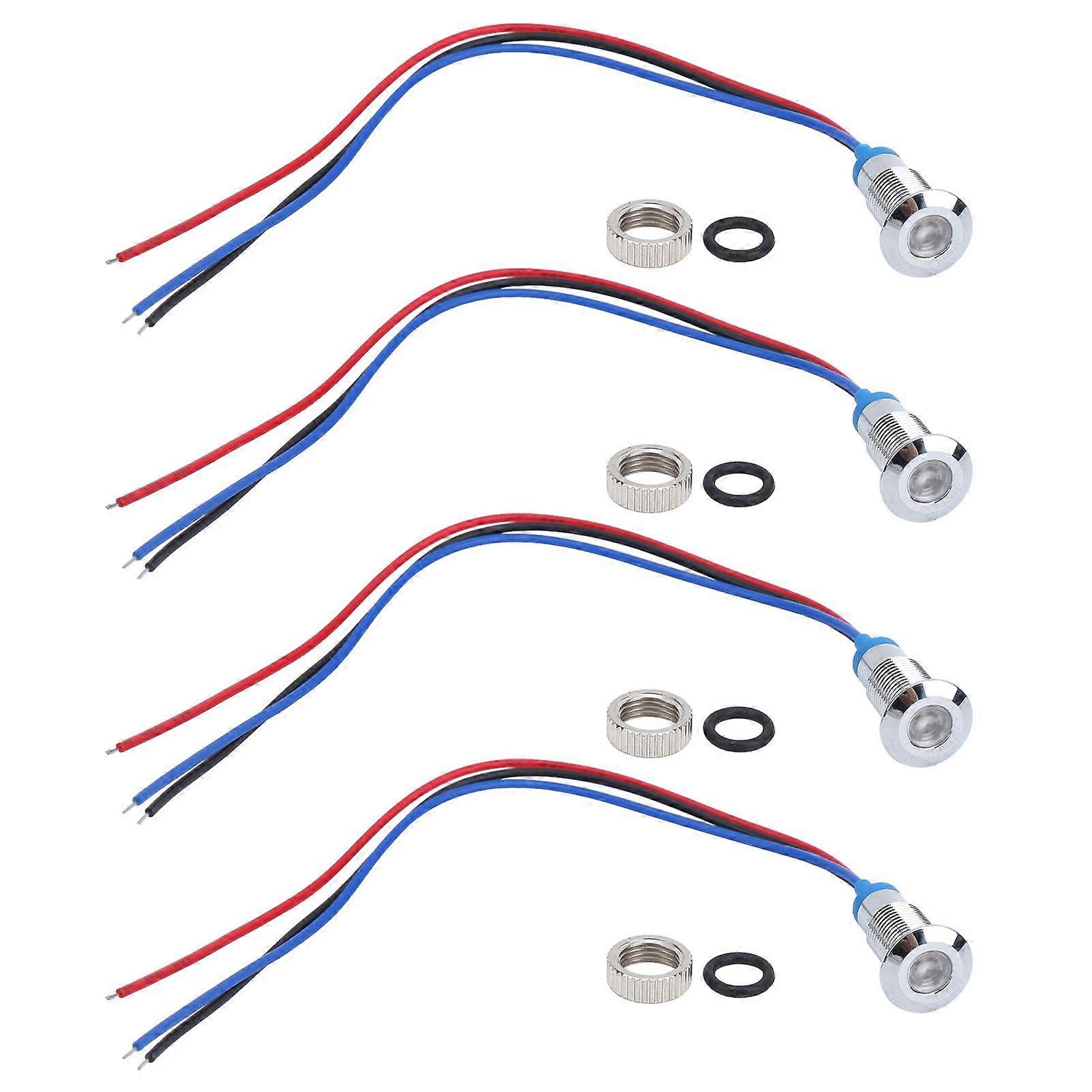 High quality Four sets of common anode 12-24V 8mm waterproof metal two-color LED indicato