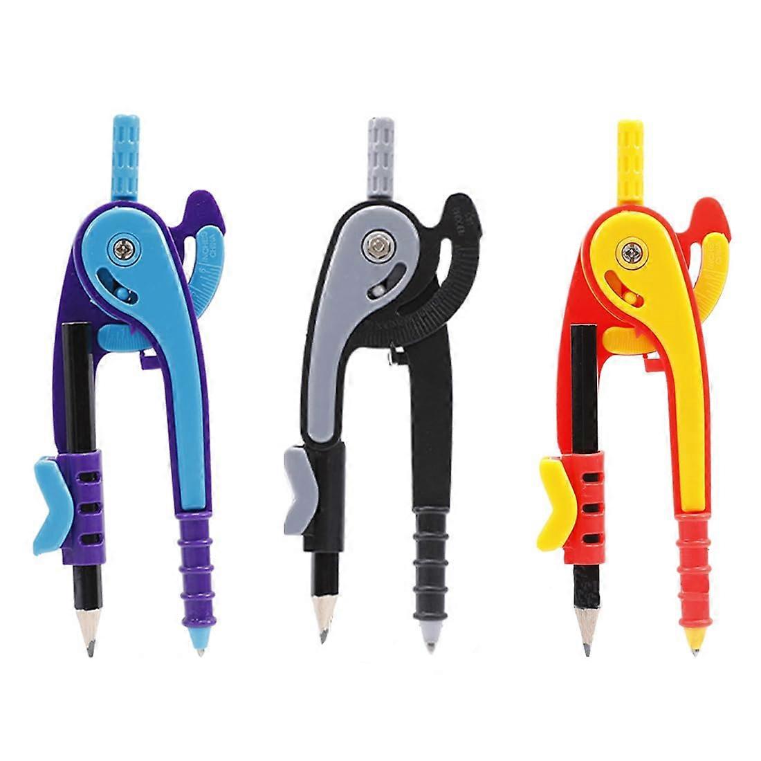 3 x Ergonomic Learning Compass with Safety Tip for Maths and Geometry Circle Drawing Tools, Compass with Pen Holder, Circle Drawing Tools
