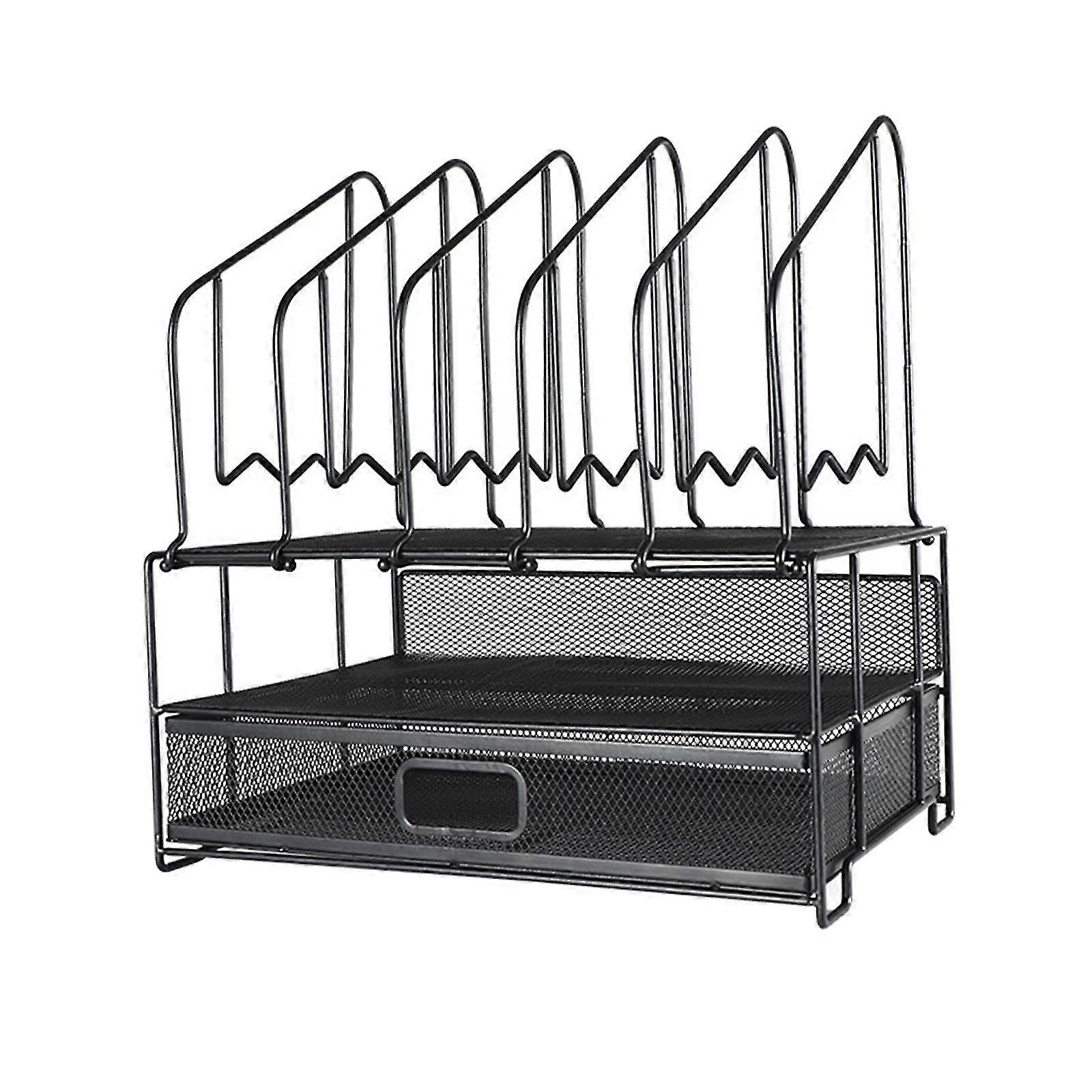 Mesh Desk Organizer with Sliding Drawer File Holder for Office Supplies Desktop Storage Ideal for Study and Workspaces
