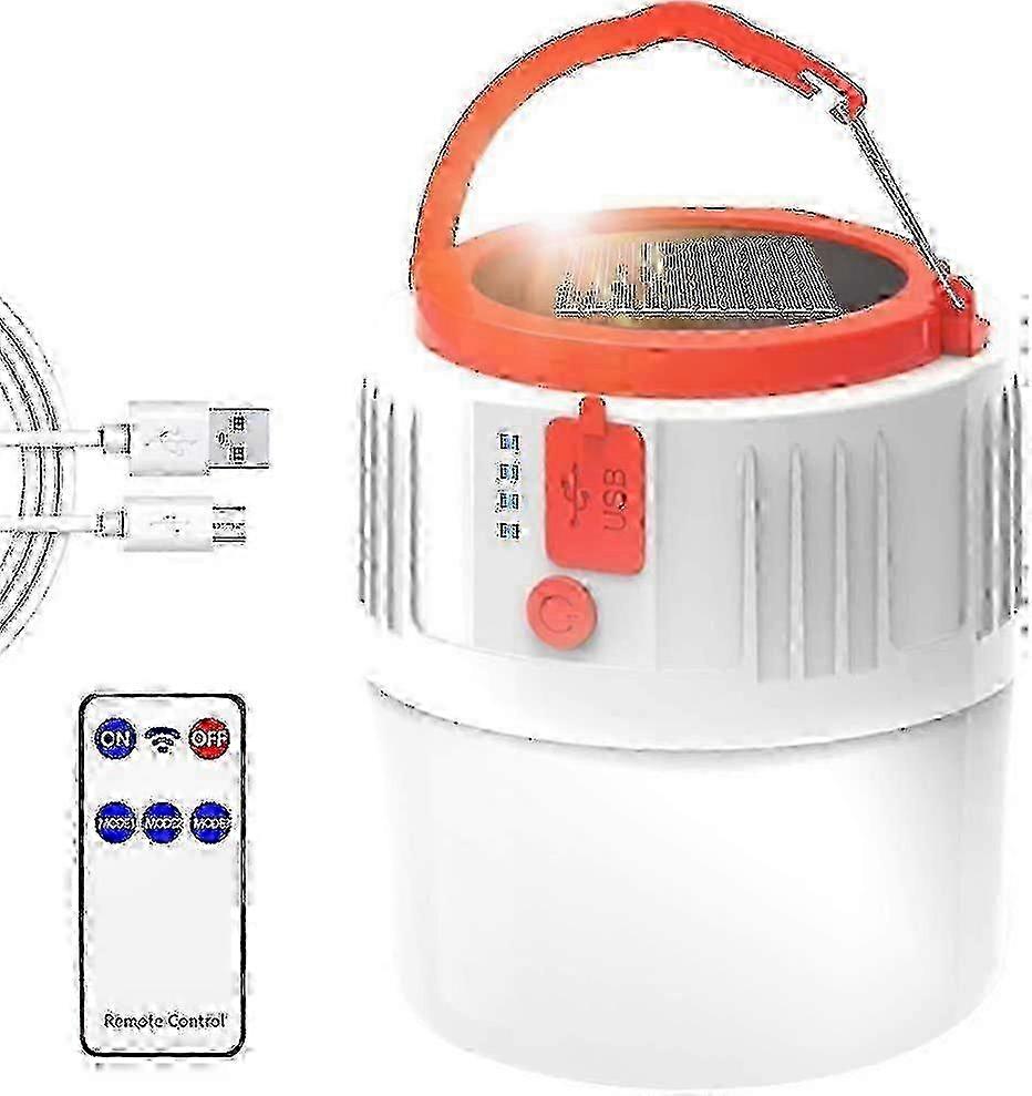 Uzaktan Kumandalı Güneş/USB Şarj Edilebilir LED Kamp Işığı, IP45 Su Geçirmez, 2200mAh