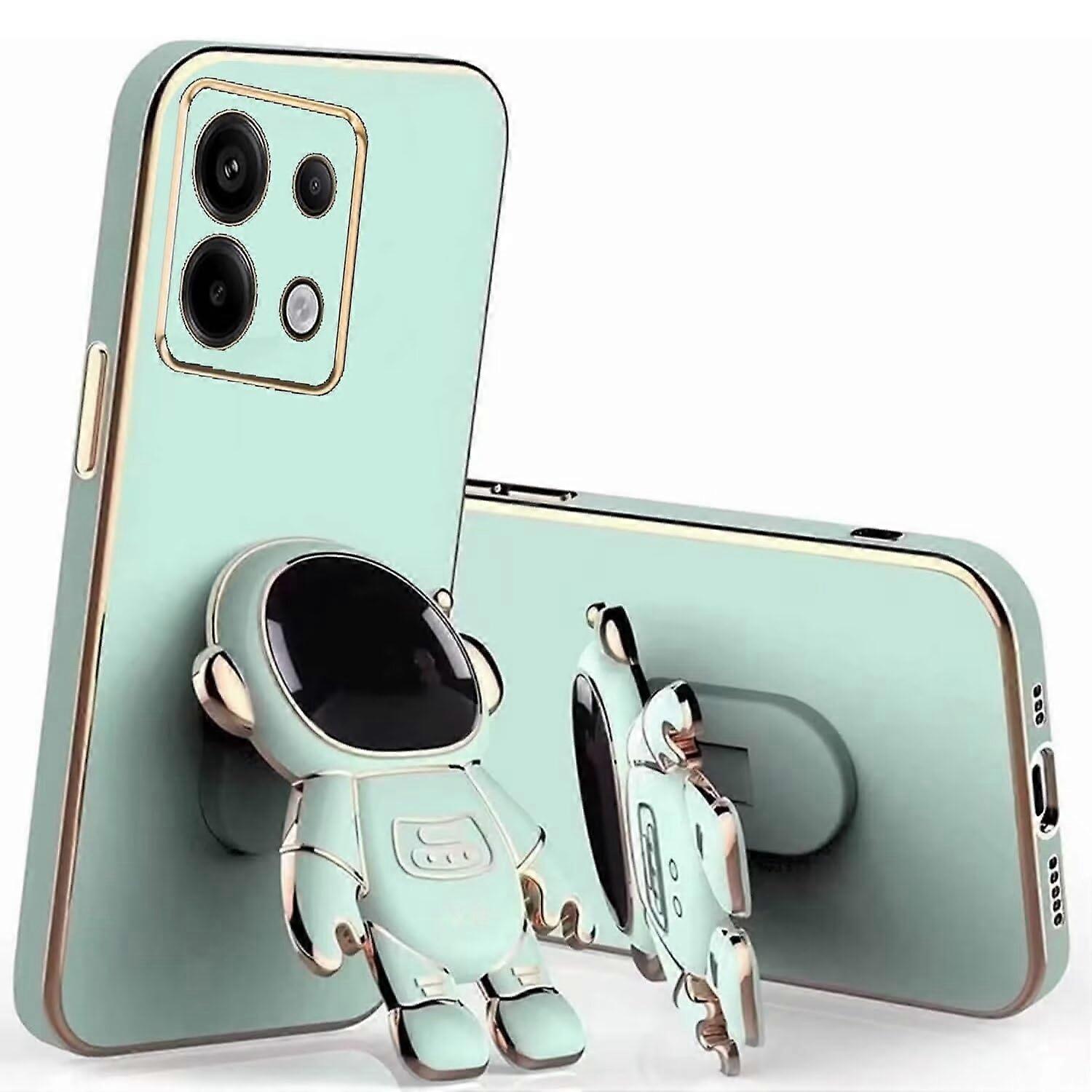 for Xiaomi Redmi Note 13 5G Astronaut Hidden Stand Case, Ultra-Thin Scratch-Resistant Soft Silicone Cover Green