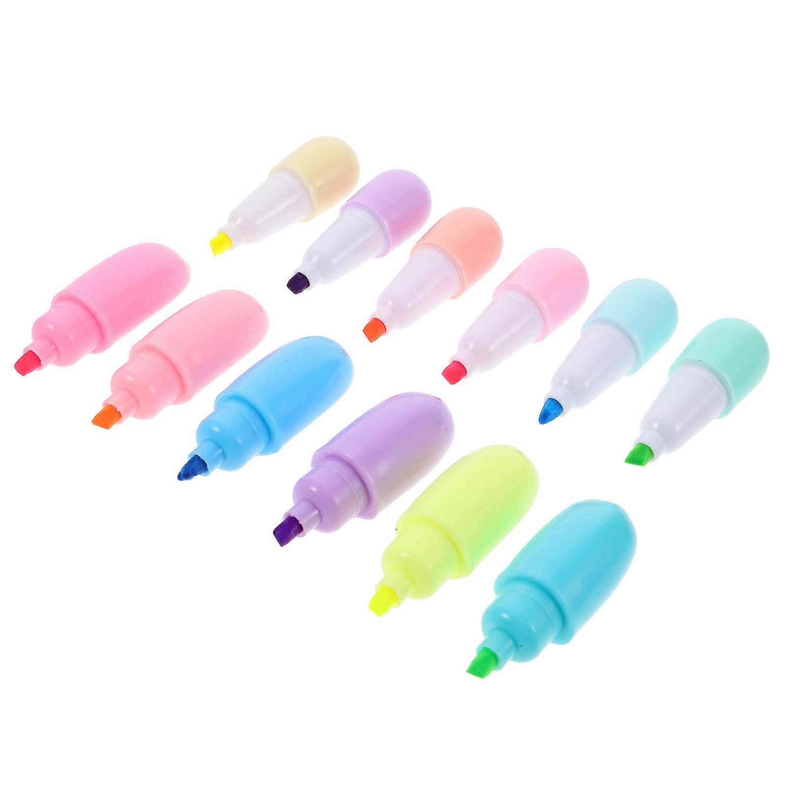 Highlighter Pens Colored Highlighters Assorted Color Cylindrical Mini Size For Studying Writing Supplies 12Pcs