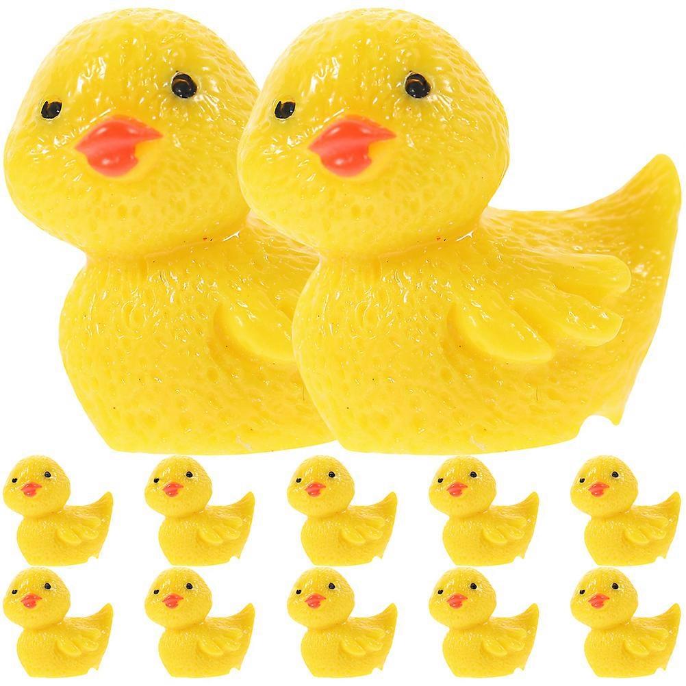 Mini Ducks Figurines Tiny Resin Ducks Small Ducks For Living Space Decoration Yellow 2x2x1.5cm Decorative 12Pcs