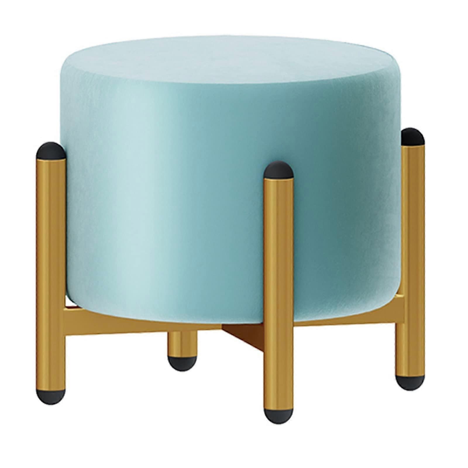 Sitzhocker, dreifach höhenverstellbar, runder Wohnzimmerhocker (Color: Blue)