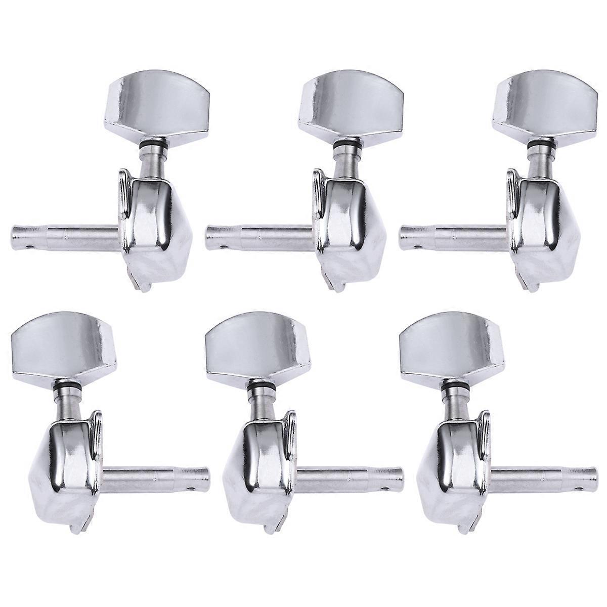 Tuning Pegs Machine Heads Mini Square Head Semi-Closed Vintage Style for Folk Guitar Silver 6Pcs