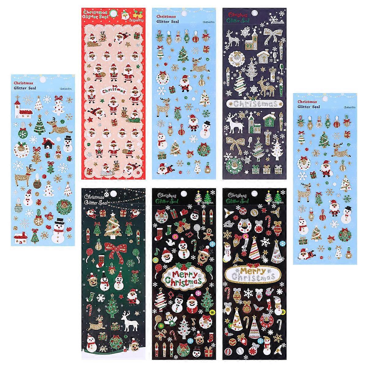 Glitter Stickers Adhesive Shiny Christmas Classroom Kids 19x7CM 8Pcs