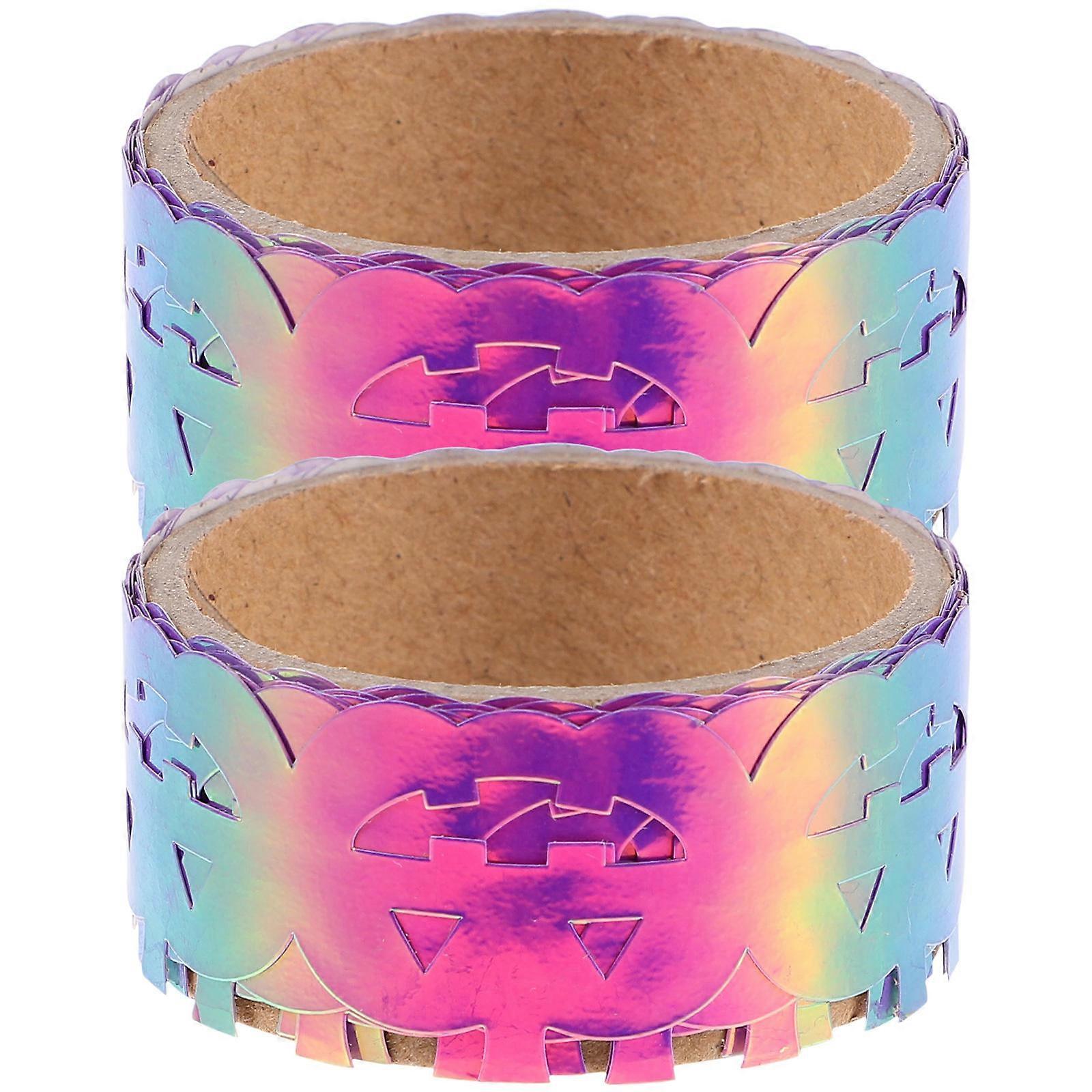 2 Rolls Halloween Pumpkin Adhesive Tape Decorative Craft Tape for Gift Wrapping, Journals, Scrapbooks, Party Decor, Stickable on Clean Surfaces