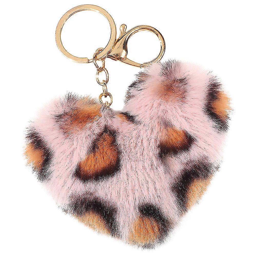 Heart Shaped Keychain Small Heart-Shaped Keyring Decorative Friends present Giving Pink Plush 1Pc