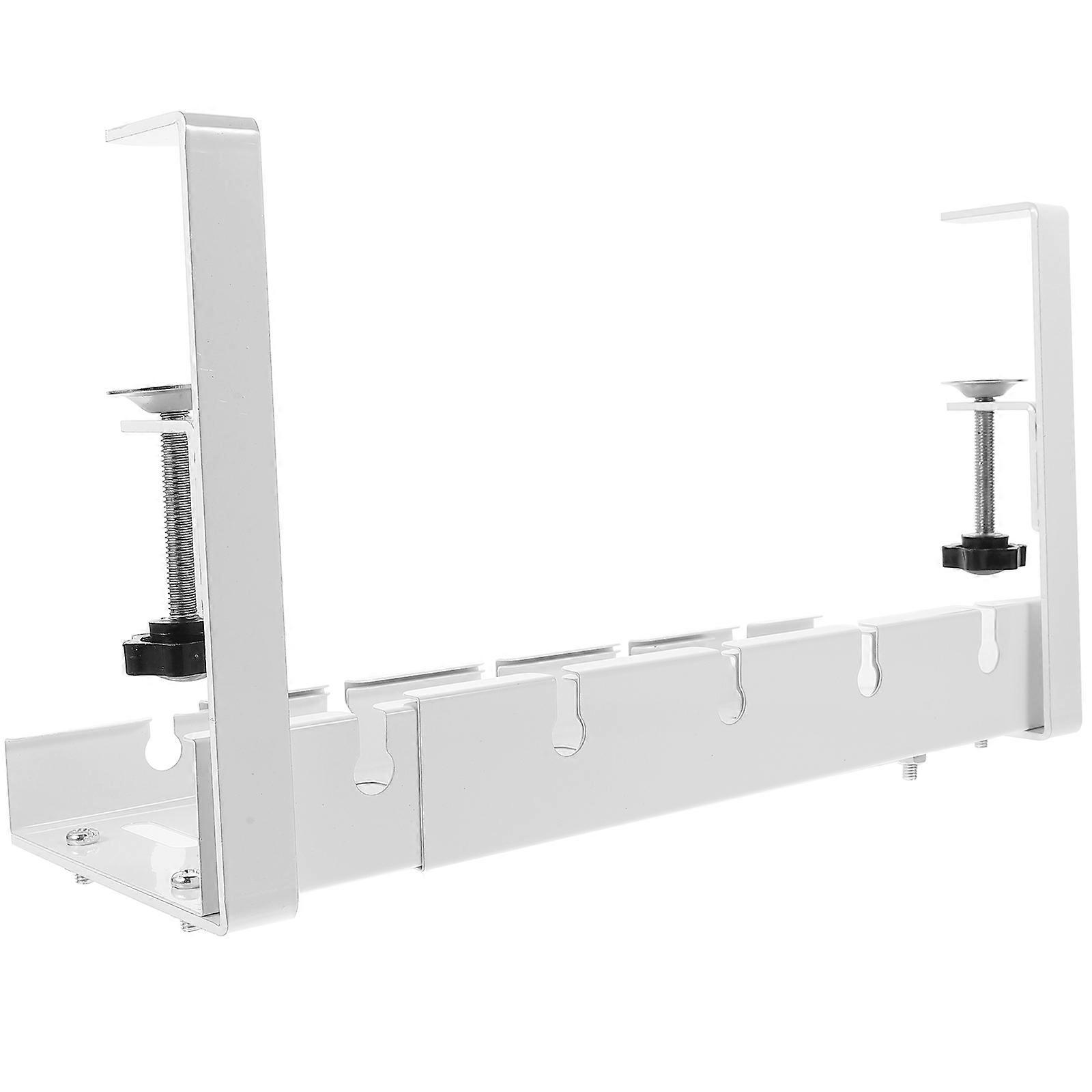 Cable Managment Under Desk Cord Organizer Desk Rectangular Shape For Under Desk Organization 11.20X4.91X7.66in White Color 1Set