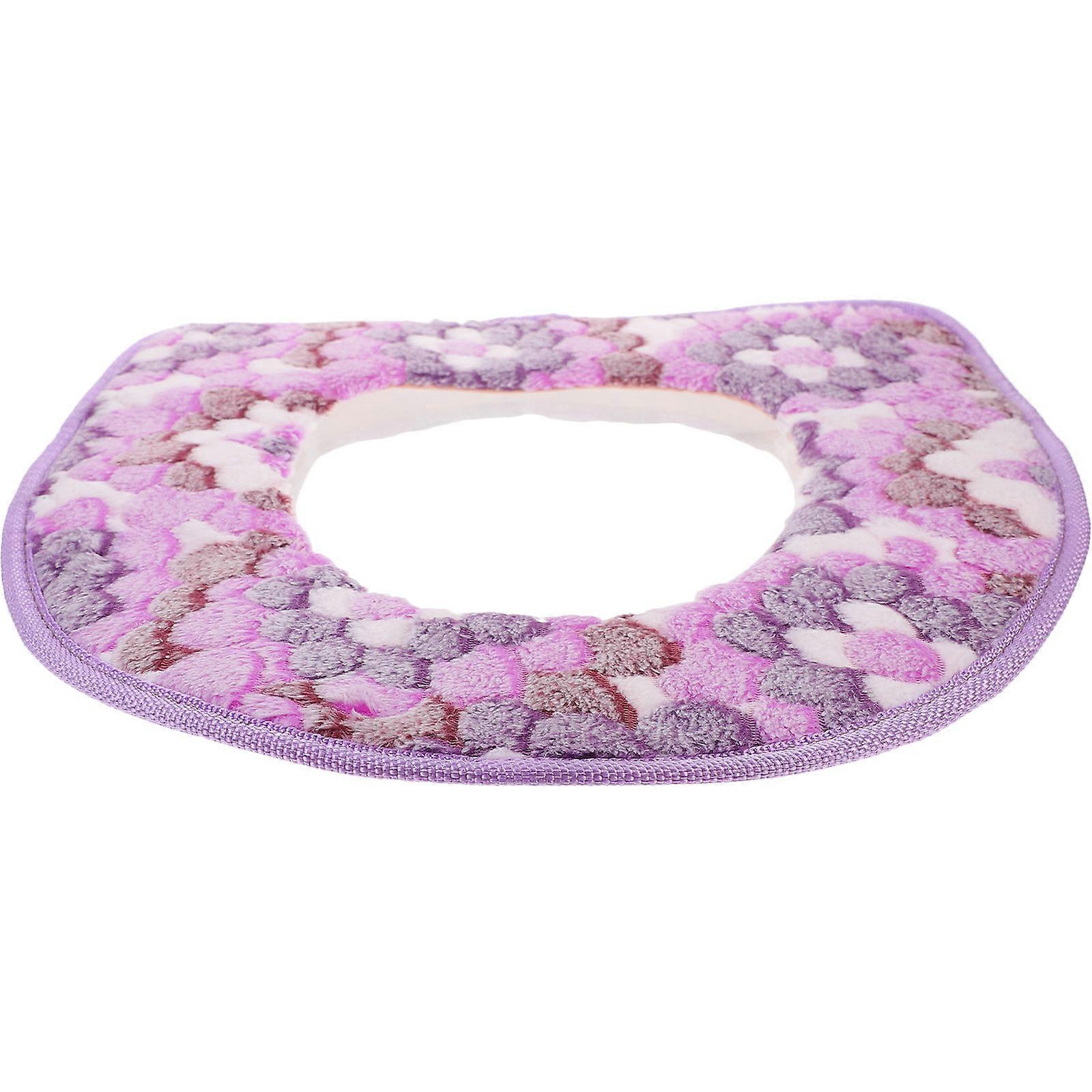 Reusable Toilet Seat Cover Washable Flannel Pad for Family Use Purple 1Pcs